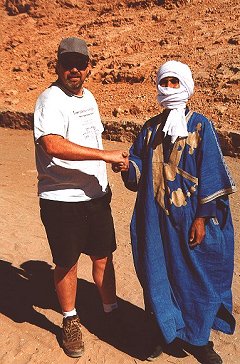 Two vastly different cultures brought together by meteorites. Adam (left) and a Moroccan partner (right).