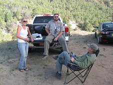 Glorieta Expeditions - Shauna, Mike Farmer and Jim, end of a successful hunting trip.