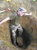 Muonionalusta Expedition - Robert in the hole with his 220kg find.
