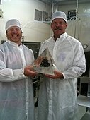NASA - JSC Visit - Dr. Ryan Ziegler and I with Apollo 14 sample.