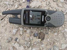 Nevada Expeditions - In situ with GPS and 1cm scale cube for size reference.