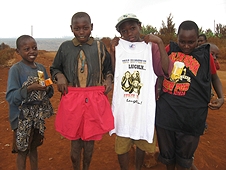 Thika, Kenya Expedition - I gave some clothes to the kids. They seemed to like the Laughlin, NV shirts!