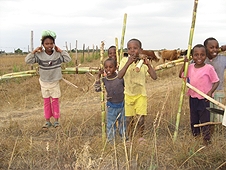 Thika, Kenya Expedition - Little kids hauling big sticks.
