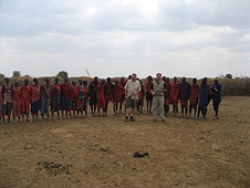 Thika, Kenya Expedition - Greg and Mike with Maasai warriors.