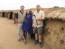 Thika, Kenya Expedition - Greg and Mike at Maasai warrior's home.