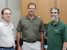UCF Laboratory - Greg Hupe with Vatican scientists, Bob Macke (left) and Guy Consolmagno (right).